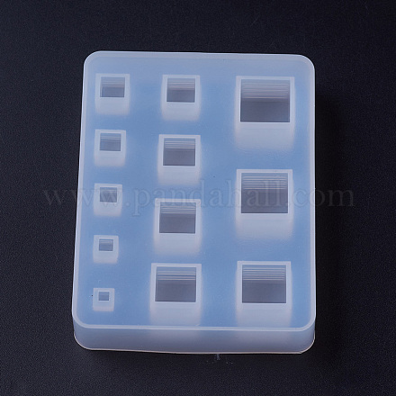シリコンモールド  レジン型  UVレジン用  エポキシ樹脂ジュエリー作り  正方形  ホワイト  85.5x65x15.5mm  キューブ：3~14mm X-DIY-F033-05B-1