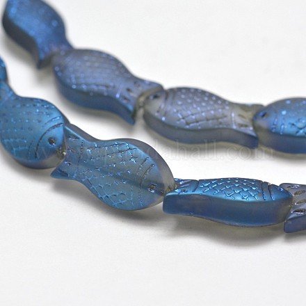 Frosted Electroplate Glass Fish Beads Strands EGLA-M001-C01-1