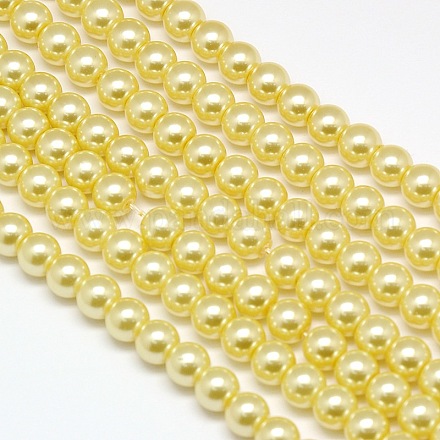 Eco-Friendly Dyed Glass Pearl Round Bead Strands X-HY-A002-6mm-RB071-1
