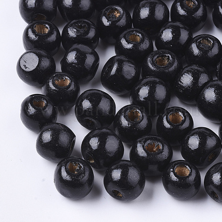 Perles en bois naturel teint WOOD-Q006-10mm-14-LF-1