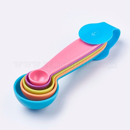 Colorful Plastic Measuring Spoons TOOL-WH0048-06-1