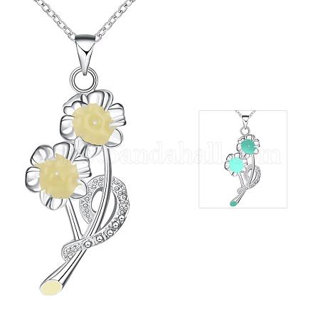 Zink-Legierung Blume leuchtende noctilucent Halsketten NJEW-BB03212-B-1