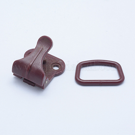 環境に優しい縫製可能なプラスチッククリップと長方形のリングセット  ベルトクリップ  ココナッツブラウン  27mm  穴：3mmと7x18mm KY-F011-03A-1
