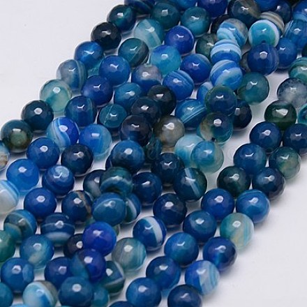 Chapelets de perles en agate à rayures naturelles X-G-G581-8mm-05-1