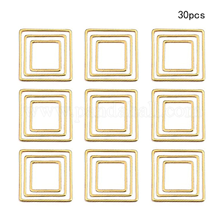 304ステンレススチール製フレームコネクター  正方形  ゴールドカラー  12x12x0.8mm / 20x20x0.8mm / 16x16x0.8mm  30個/セット STAS-CJ0001-32-1