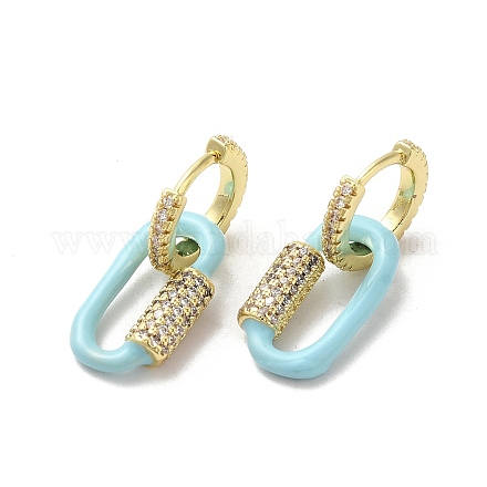 Boucles d'oreilles créoles ovales en laiton plaqué or véritable 18 carat EJEW-L268-039G-01-1