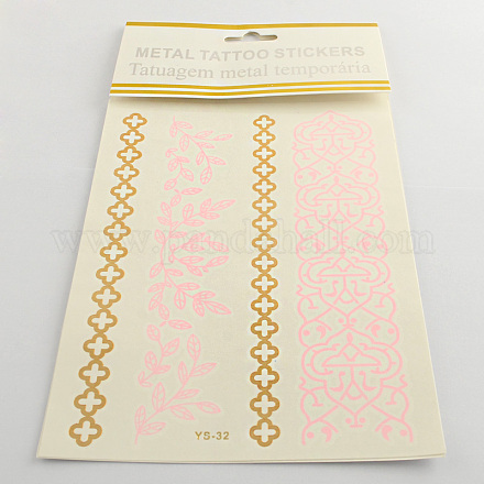 Mixed Shapes Cool Body Art Removable Fake Temporary Tattoos Metallic Paper Stickers X-AJEW-Q081-79-1