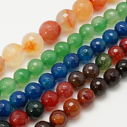 Natural Agate Beads Strands G-G392-8mm-M-1