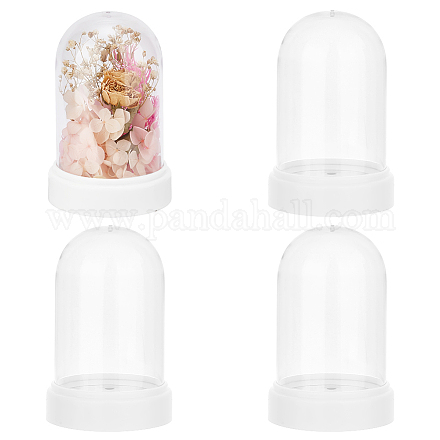 OLYCRAFT 4Pcs Acrylic Dome Display Case 2.8x4.3 Inch Column Acrylic Dome Display Clear Acrylic Dome Eternal Flower White Display Case Cloche Bell Jar for Flower Jewelry Storage Home Party Decoration DIY-WH0430-152-1