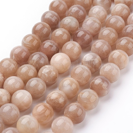 Natural Sunstone Beads Strands X-G-G099-10mm-14-1