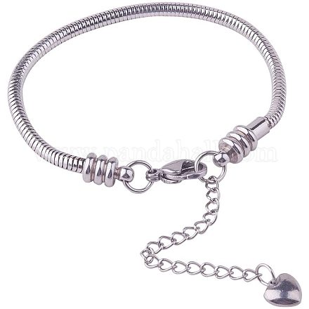 Pandahall elite 304 bracelets de chaînes de serpent européens en acier inoxydable STAS-PH0006-03B-1