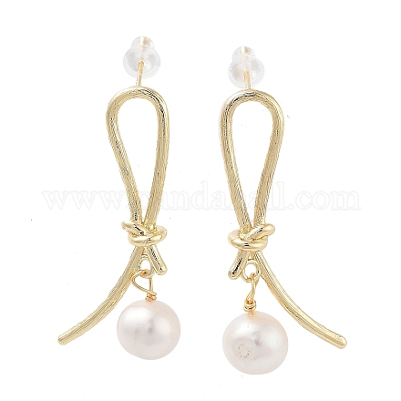 Natural Pearl Ear Studs EJEW-P256-31G-1