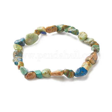 Natural Chrysocolla & Lapis Lazuli Beads Stretch Bracelet for Kids BJEW-JB07031-03-1