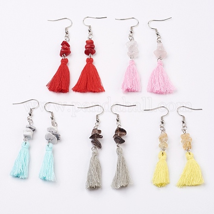 Synthetic & Natural Natural & Synthetic Mixed Stone Dangle Earrings EJEW-JE02646-1