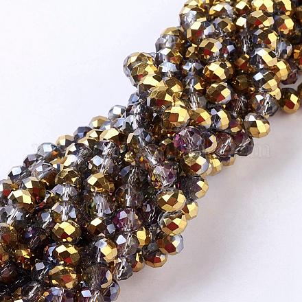 Electroplate Glass Faceted Rondelle Beads Strands EGLA-D020-6x4mm-14-1