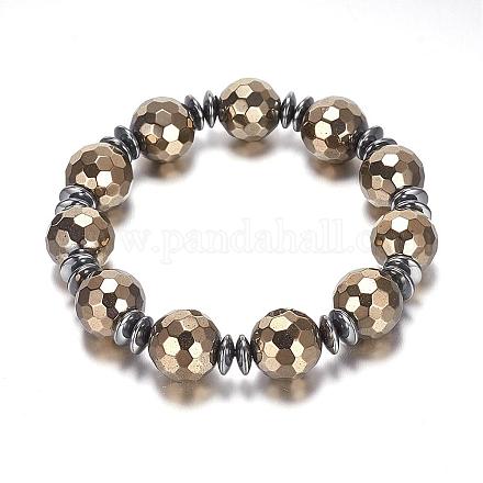 Non-magnetic Synthetic Hematite Beaded Stretch Bracelets BJEW-P0137-04A-1