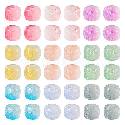 180 filo di perle di vetro craquelé trasparente bicolore in 9 colori GLAA-TA0001-97-1