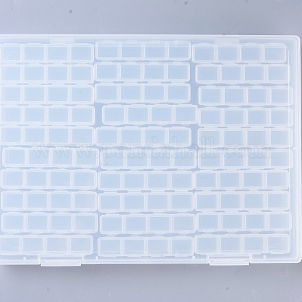 プラスチックビーズ収納ケース  フリップトップビーズ収納  取り外し可能な  120のコンパートメント  長方形  透明  30.8x22.5x2.3cm  120つのコンパートメント/ボックス CON-L009-01-1