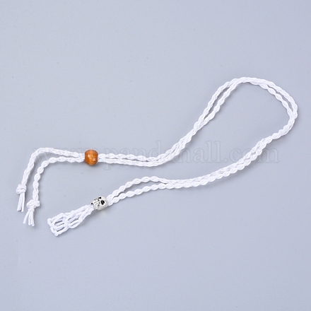Fabrication de collier de pochette en macramé avec cordon ciré tressé réglable MAK-WH0009-02E-1