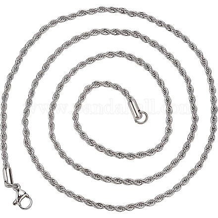 Benecreat 10 Uds 304 collares de cadena de cuerda de acero inoxidable para hombres y mujeres NJEW-BC0001-07-1