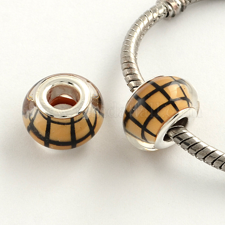 Large Hole Grid Pattern Acrylic European Beads OPDL-Q128-19A-1
