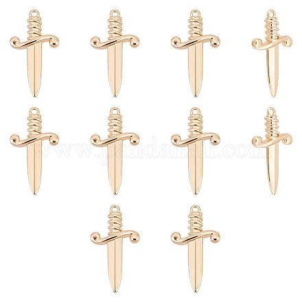 Unicraftale 10 pz reale 18k oro pendenti spada 26mm ottone pugnale charms ipoallergenico punk orecchino fascini spada braccialetti di metallo fascino per creazione di gioielli fai da te KK-UN0001-27-1