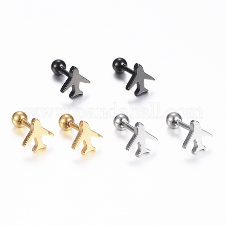 304 Stainless Steel Barbell Cartilage Earrings EJEW-H351-02-1