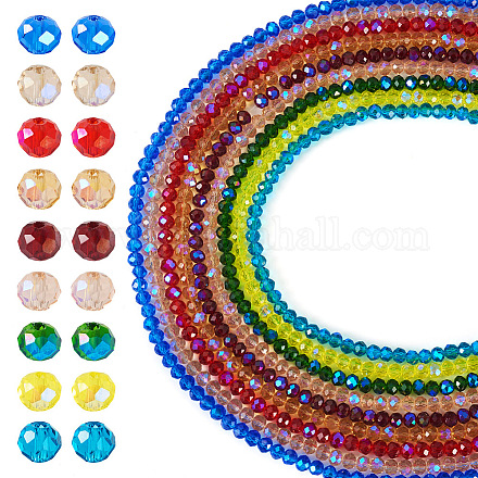 9 Strands 9 Colors Transparent Electroplate Glass Beads Strands EGLA-TA0001-40-1