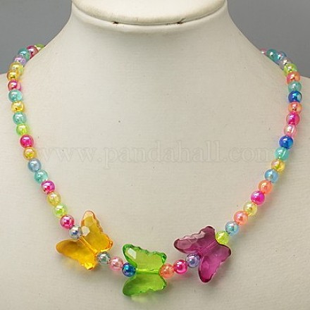 Belle collane acriliche trasparenti per il regalo di giorno dei bambini NJEW-JN00269-06-1