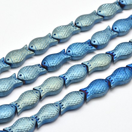 Full Plated Frosted Electroplate Glass Fish Beads Strands EGLA-M001-B01-1