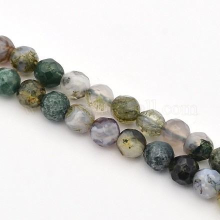 Faceted Round Natural Indian Agate Beads Strands G-E302-096-4mm-1
