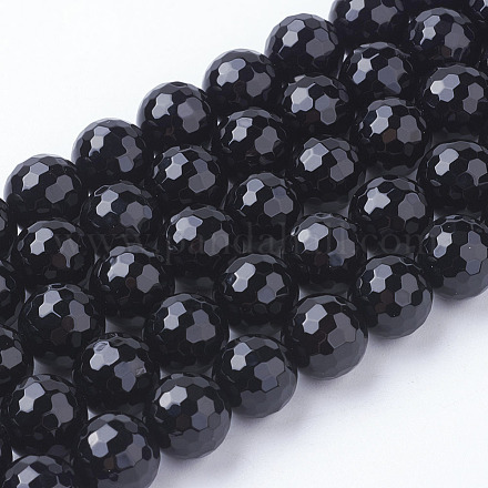Brins de perles d'onyx noir naturel G-E145-10mm-3B-1