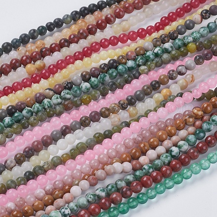 Natural Mixed Gemstone and Dyed Jade Beads Strands G-G151-4mm-M2-1
