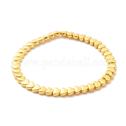 Bracelet extensible en perles de coeur en alliage pour femme BJEW-JB07722-01-1