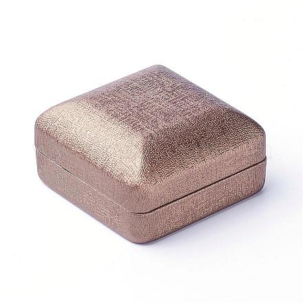 PUレザーリングボックス  鉄と  正方形  ダークチソウ  6.65x6.65x3.7cm OBOX-G010-06E-1