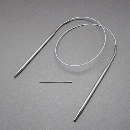 鋼線ステンレス鋼円形の編み針鉄タペストリー針  ステンレス鋼色  650x1.5mm  52x1mm  2個/袋 X-TOOL-R042-650x1.5mm-1
