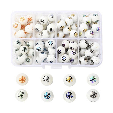 80pcs 8 couleurs de perles de verre opaques de Noël EGLA-YW0001-02-1