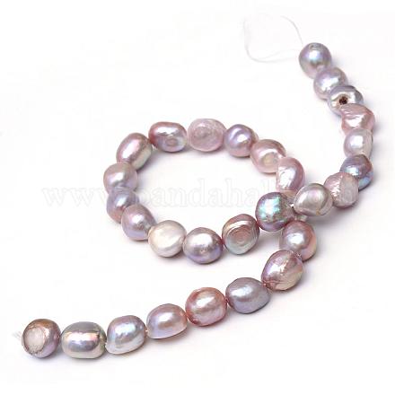 Oval Natural Cultured Freshwater Pearl Beads Strands PEAR-R015-24-1