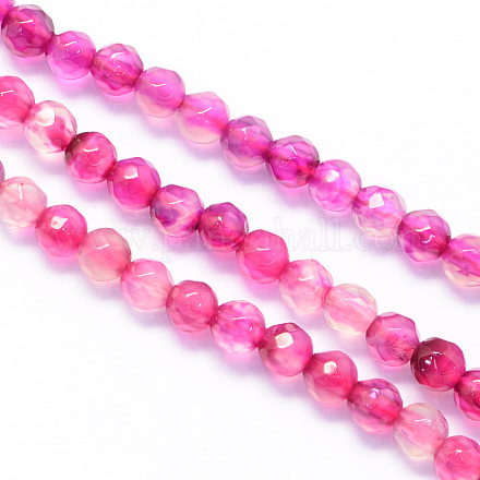 Faceted Round Natural Agate Beads Strands G-S131-20-1