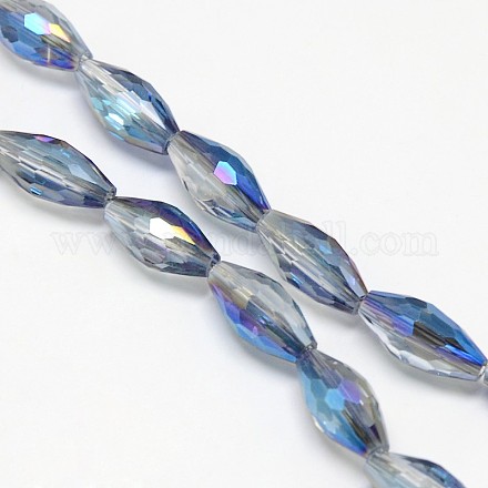Electroplate Crystal Glass Rice Beads Strands EGLA-F043-B01-1