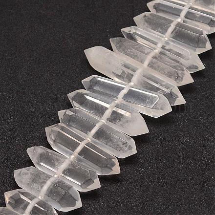 Brins de perles à double extrémité graduées en cristal de quartz naturel G-F305B-01-1