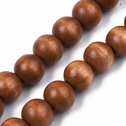 Spray Painted Natural Wood Beads Strands WOOD-S053-57E-1