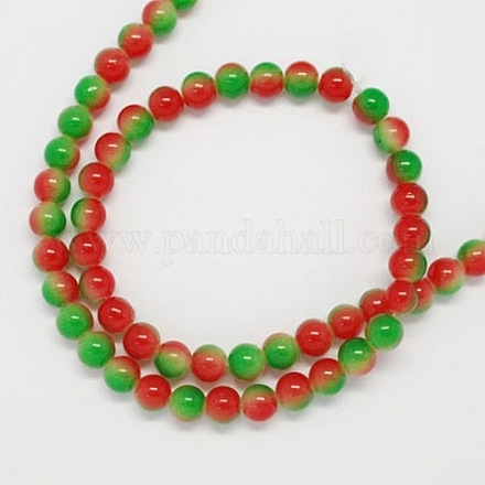 Two-tone Spray Painted Glass Round Beads Strands X-DGLA-R002-6mm-1-1