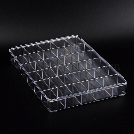 （訳あり商品）  矩形のプラスチックビーズコンテナ  30のコンパートメント  透明  35.5x24.2x4.1cm CON-XCP004-26-1