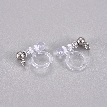 Accessoires de boucle d'oreille à clipser en 304 acier inoxydable et en plastique STAS-G225-27P-1
