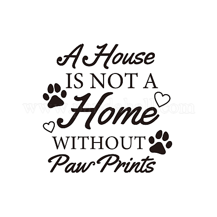 SUPERDANT Family Pets Quotes Wall Sticker A House is Not A Home without Paw Prints Wall Decal Pet Footprints Heart Shape PVC Wall Art Self-adhesive Sticker for Home Decorations DIY-WH0377-037-1