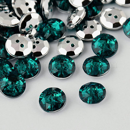 Botones redondos planos del diamante artificial de acrílico de Taiwán de 2-agujero BUTT-F015-11.5mm-39-1