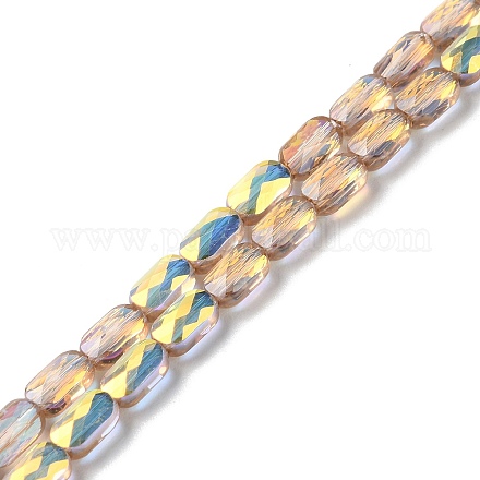Transparentes perles de verre de galvanoplastie brins GLAA-Q099-G01-10-1