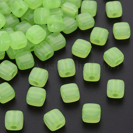 模造ゼリーアクリルビーズ  正方形  薄緑  8x8x5.5mm  穴：2.5mm  約1800個/500g MACR-S373-98-E06-1