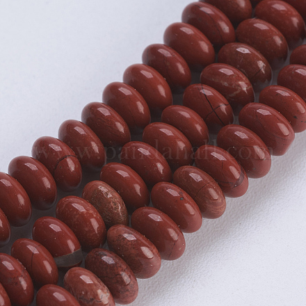 Los abalorios rojos jaspe hebras naturales G-P354-05-4x2mm-1